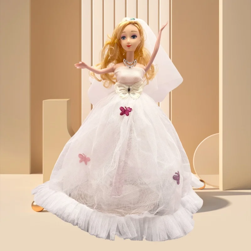 30cm Bhd Doll with Button, 1/6 Girl Wedding Dress 3D Eye Toys and Clothing, Shoes, Girl Children's Toy Gifts