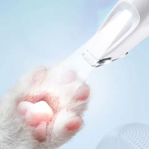 Recortador de patas de gato, recortador de pelo recargable por USB con luz, pantalla LED para pelo de mascotas alrededor de patas