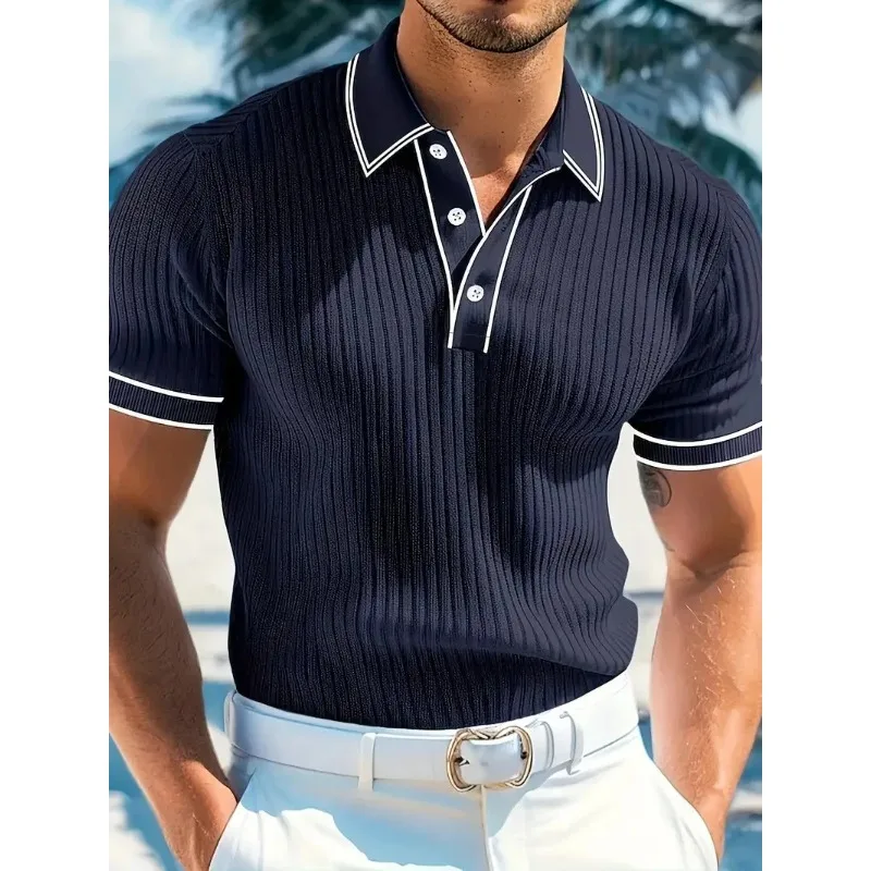 

New Men's Polo Short-sleeved Shirt Solid Color For Men Business Casual And Trendy Summer New Men's Short-sleeved Polo Shirt