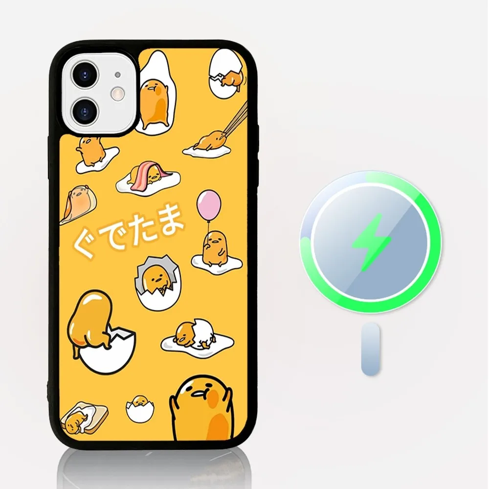 Yellow Lazy Egg G-Gudetamas Phone Case Magesafe Magnetic Wireless Charge Case For IPhone 16 11 12 13 14 15 Pro Max Plus Mini