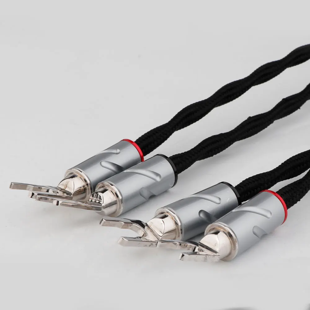 Monosaudio 6N Lautsprecherkabel aus reinem Silber Eclipse Reference Series Y Spade-zu-Bananenstecker HIFI Audio-Lautsprecherkabel – Detail 3
