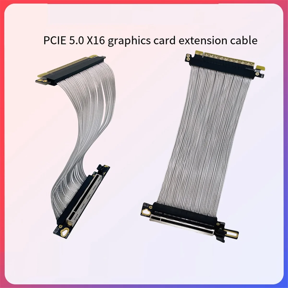 ABXHA PCIe 5.0 X16 GPU بطاقة الرسومات تمديد كابل PCI-E 5.0 Gen5 64GB/S كابل مطلي بالفضة 90 ° كابل رفع الزاوية اليمنى 15 سم