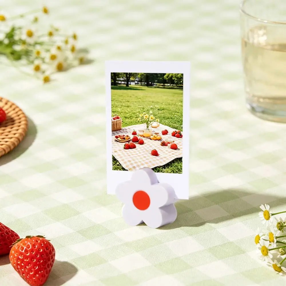 5PCS 3D Flower Shape Flower Photo Clip Freestanding Stable Desktop Memo Holder Multicolor Mini Business Card Holder