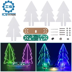 DIY Electronic Kit 3D Christmas Tree RGB LED Flashing Lights Soldering Practice Component Welding Gift For Beginner Student STEM