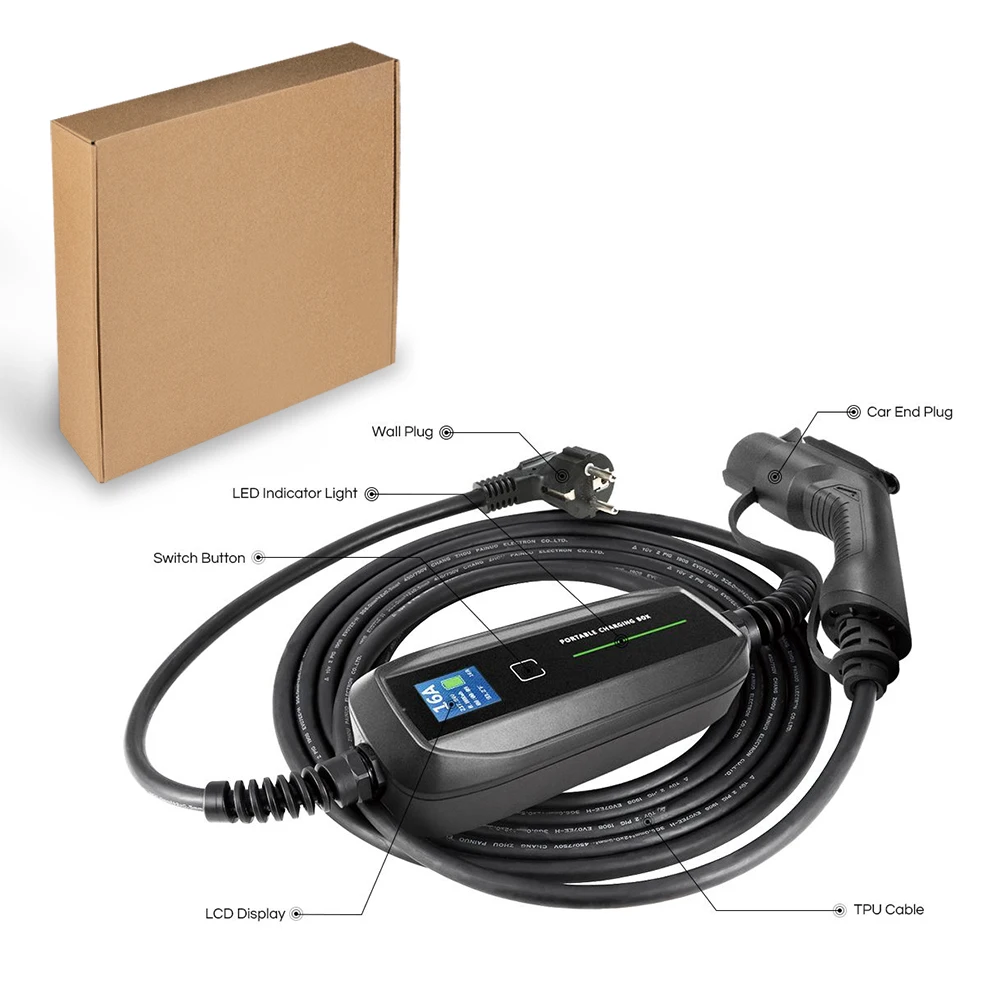 16A Level2 IP67 Type1 Caixa portátil do carregador EV do carro elétrico