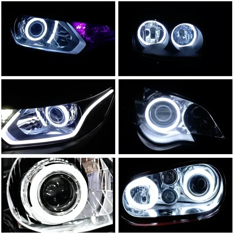 1PC 9-30V RGB Cotton LED Angel Eyes Halo Rings 60mm 70mm 80mm LED Headlight Lamps For Motorcycle DRL Eyes APP Control Decorative
