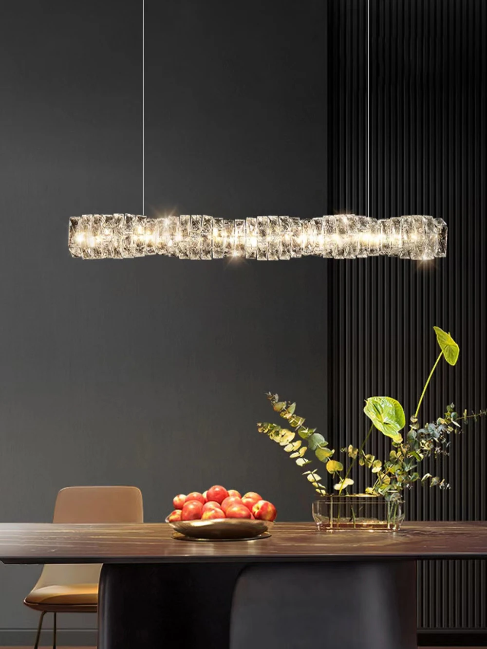 for Hotel Dinning Room Long Triangular Bar Crystal Pendant Lights Luxury LED Lighting Glass Chandelier Light Fixture