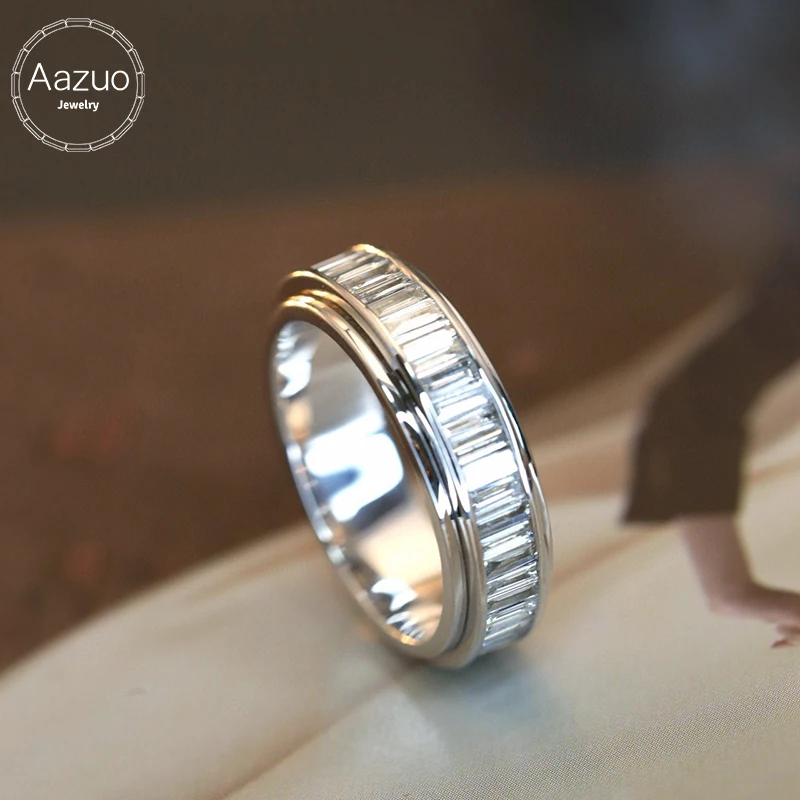 Aazuo Luxury Jewerly Real 18K Solid White Gold Natrual Diamonds Fashion Moving Line Ring Gift For Woman Advanced Banquet AU750