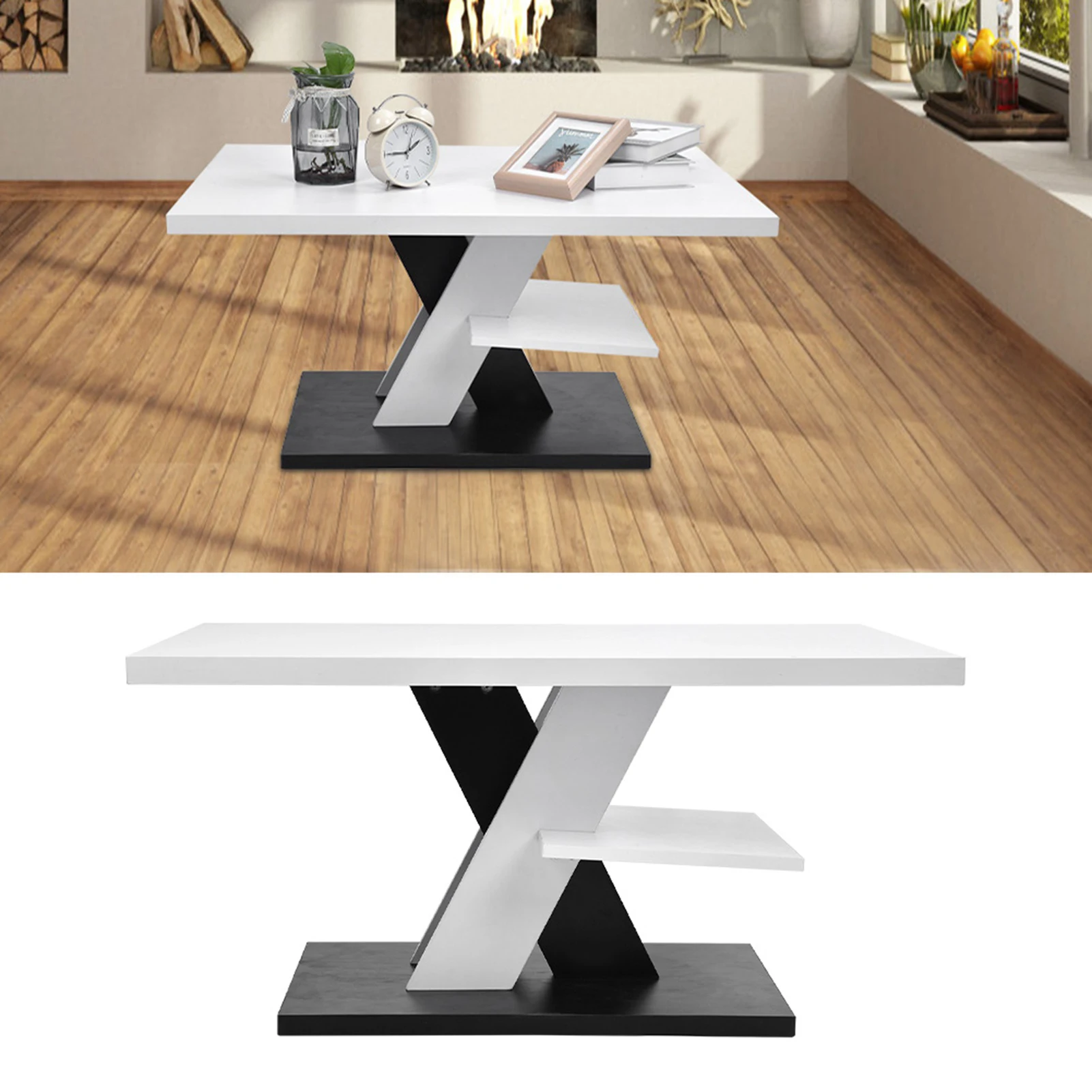 Coffee Table End Table Modern Coffee Table Waterproof Large Capacity Stable Tea Table with Shelf for Home Living Room Sofa Table