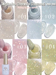 MIANEL 12ML Pink Blue White Green Series With Explosive Glitter Gel Nail Polish, Popular Yun Brocade Diamond Gel Polish 1-12pcs