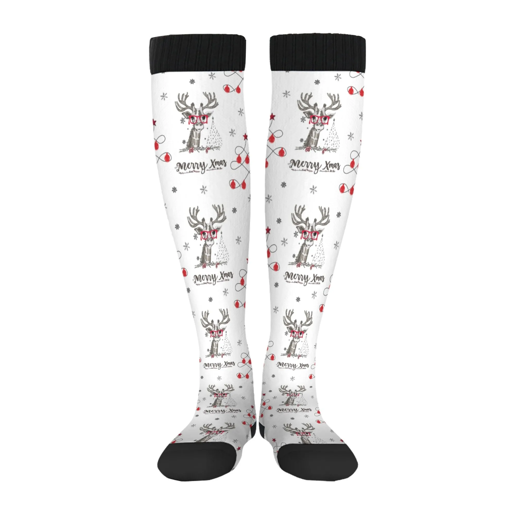 Joyeux Noël motif d'élan de Noël chaussettes décontractées douces et chaudes bohème Harajuku dessin animé chaussettes de compression de sport chaussettes de vacances folles