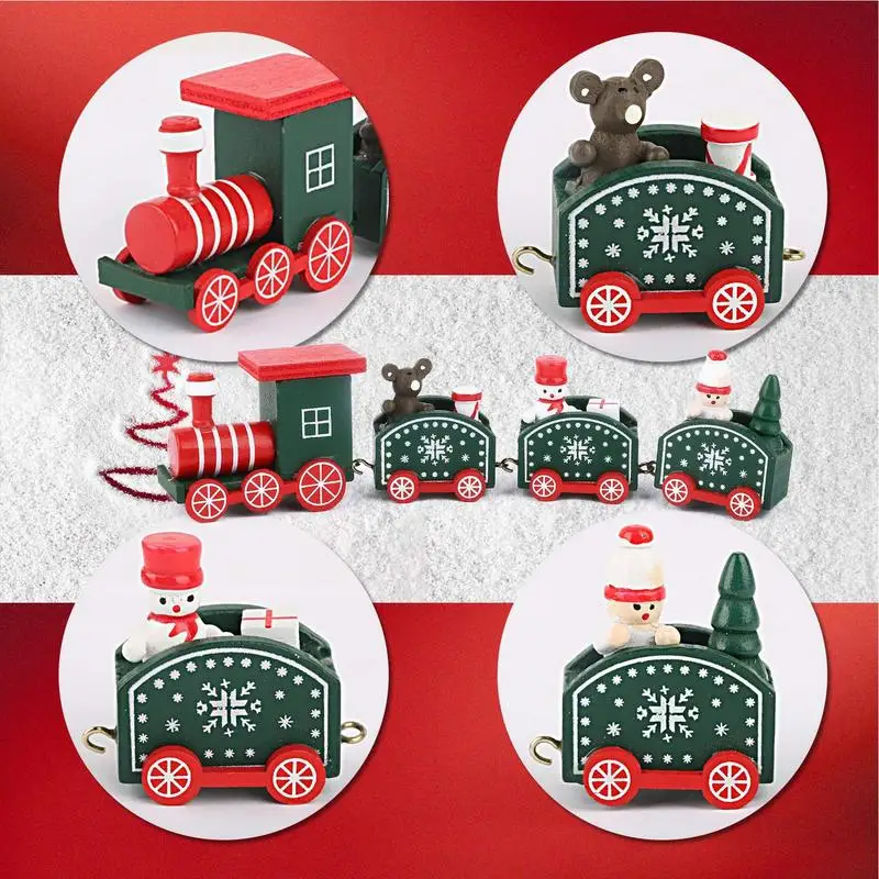 Wooden Christmas Train 2022 Christmas Decorations For Home Xmas Navidad Noel Gifts Christmas Ornament 2023 New Year Kids Gifts