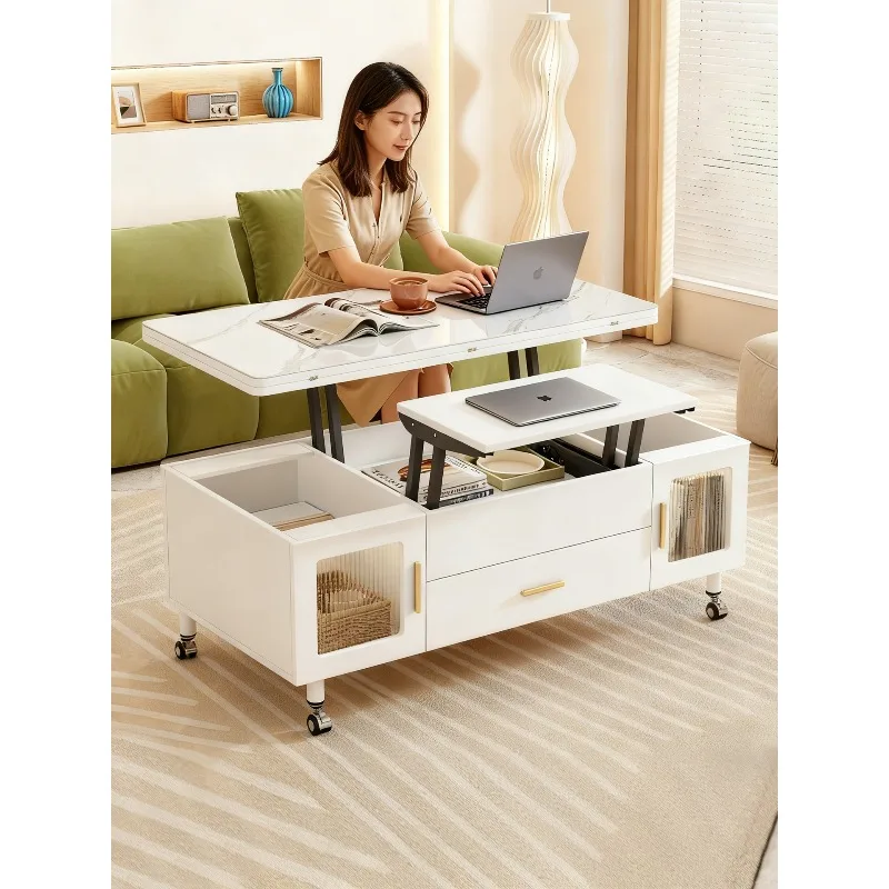 Multifunctional lifting coffee table dining table, two-in-one dual-purpose movable folding coffee table