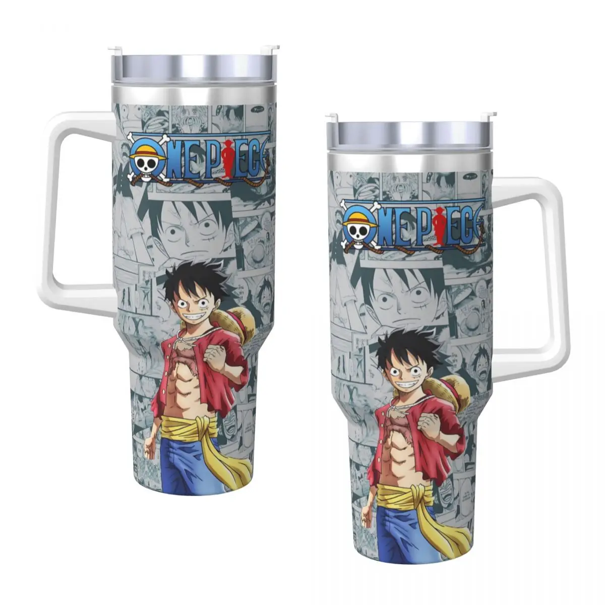 O-One Anime P-Piece Stainless Steel Tumbler Driving Thermal Cups With Straws and Lid 40oz Mugs Cup Cold and Hot Water Bottle