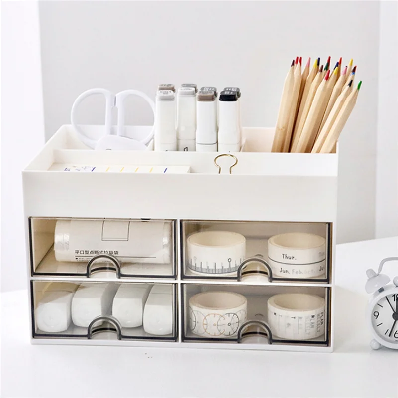 

1 Piece Multifunctional Desk Organizer White Desk Organizer With 4 Drawers Desk Organizer Drawers