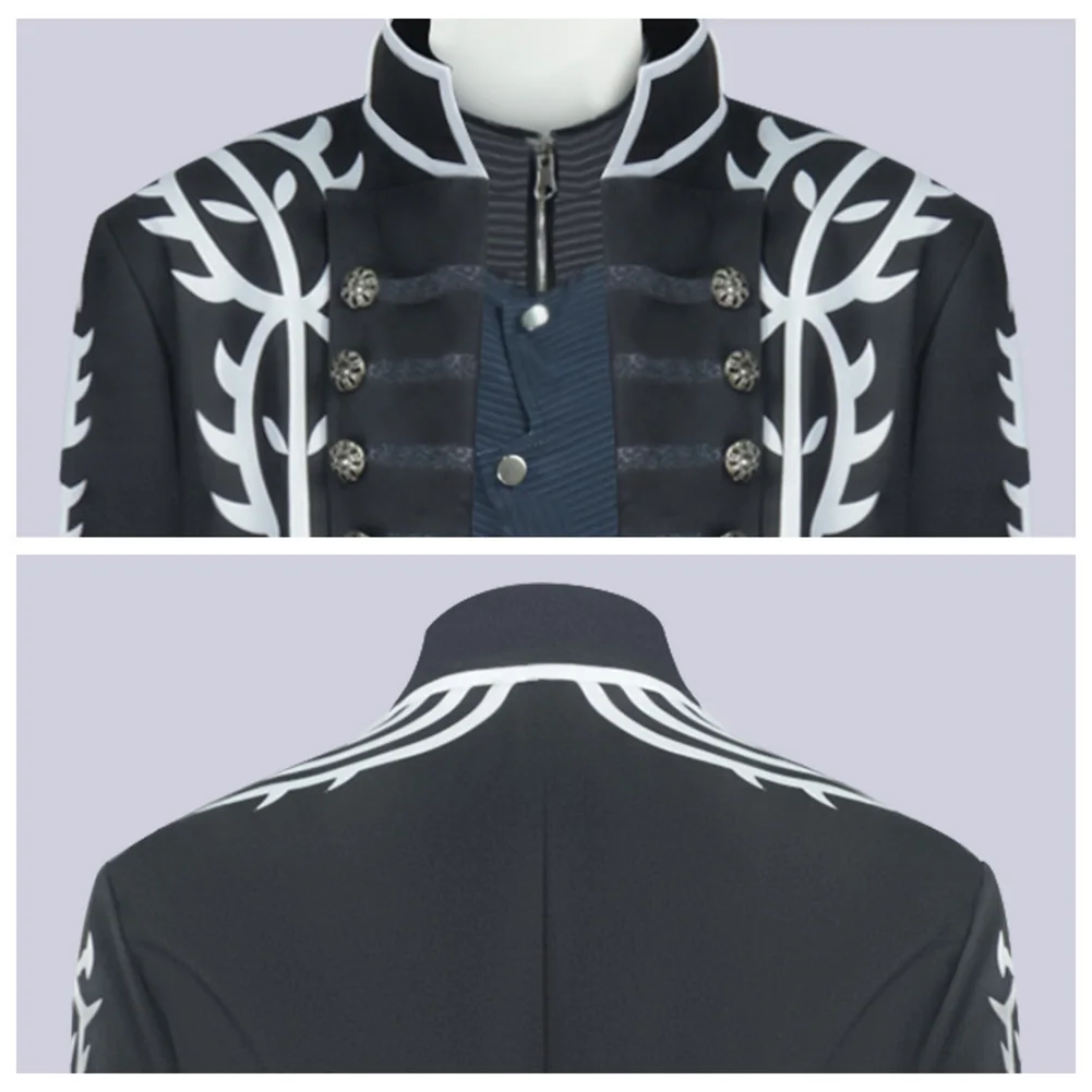 เกมDMC 5 Vergilคอสเพลย์สีดําเครื่องแต่งกายชุดผู้ใหญ่ผู้ชายRoleplay Topกางเกงเสื้อถุงมือชุดปลอมตัวฮาโลวีนCarnival Party