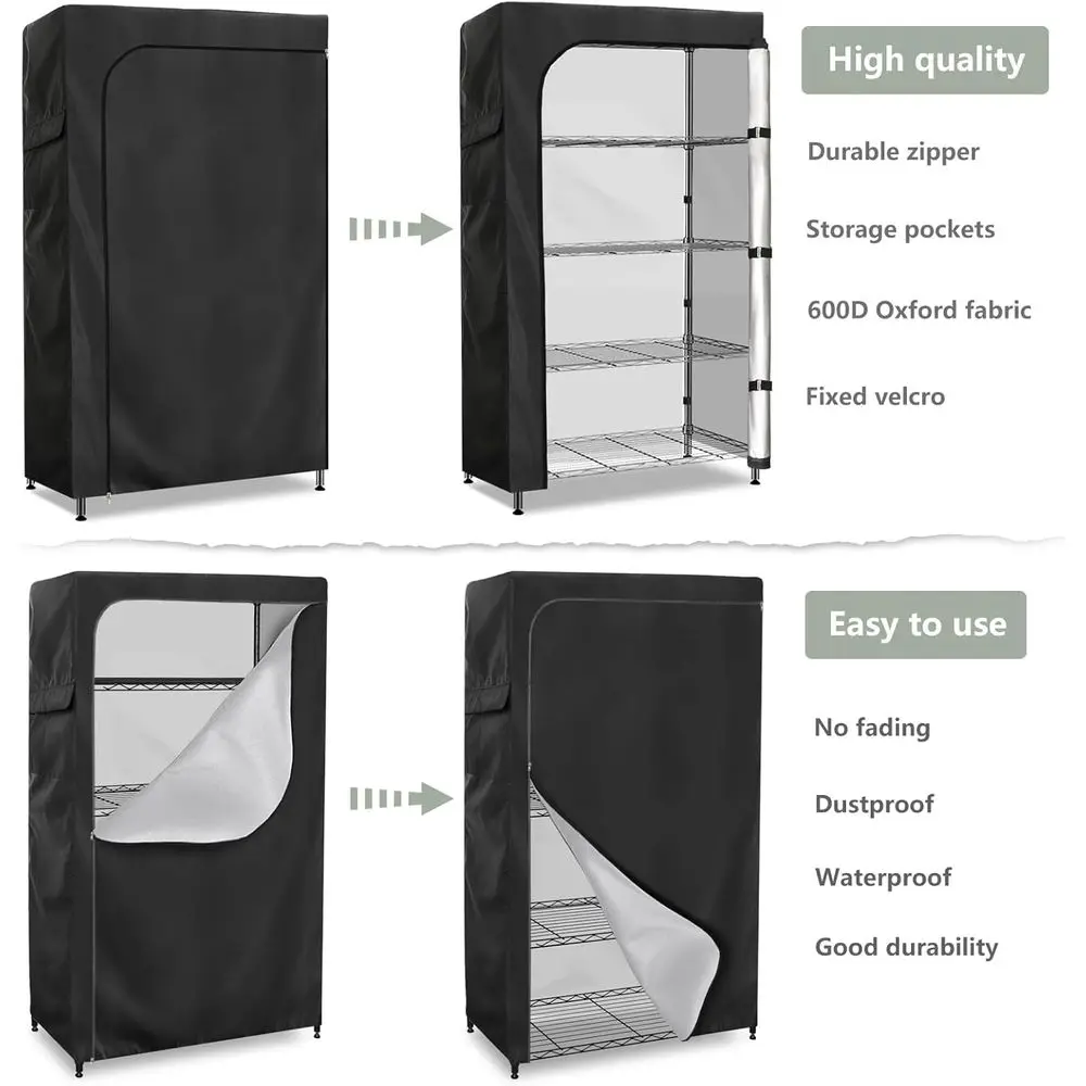 Penutup Rak Kawat Anti Air Hitam 60 x 24 x 72 - Hanya Penutup