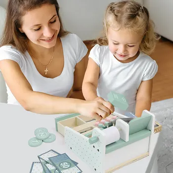 Kids' Wooden Supermarket Cash Register Toy 3