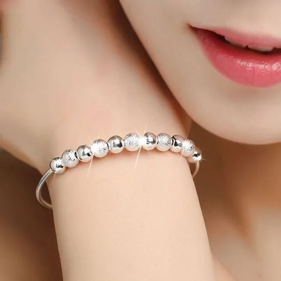 Charms 925 Sterling Silver Luxury Beads Bracelets For Women Fashion Designer Adjustable Ball Bangles Bracelet Wedding Jewelry