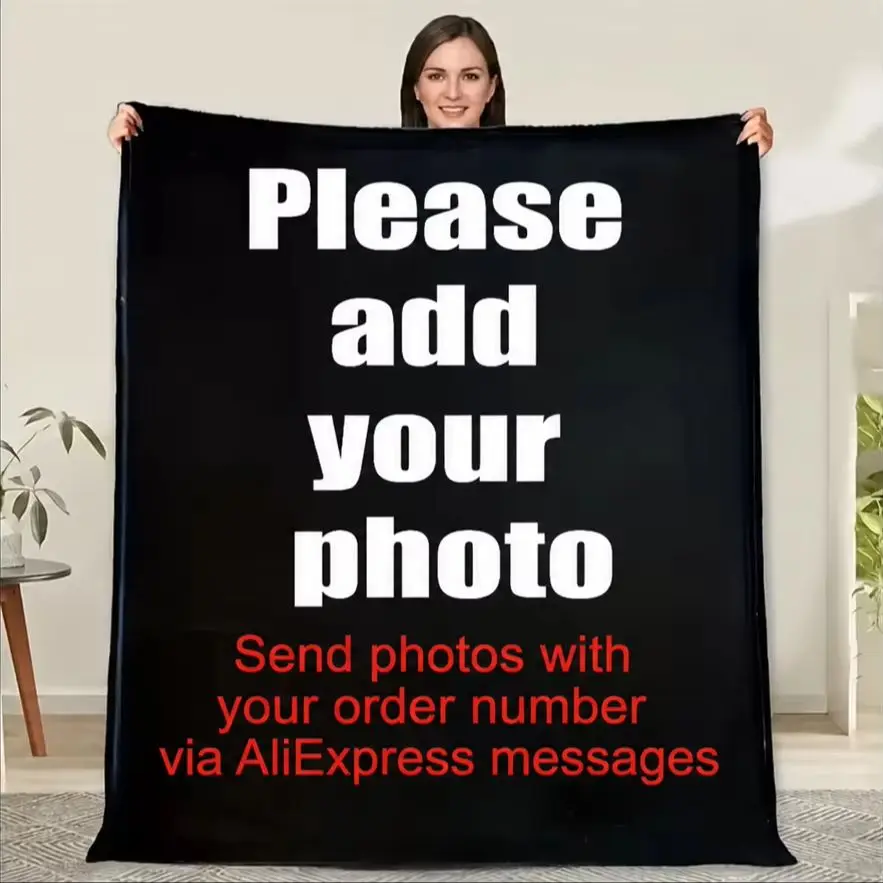 Personalized Photo Blanket Customized Print on Demand Dropshipping Warm Throw Blankets for Boyfriend Girl