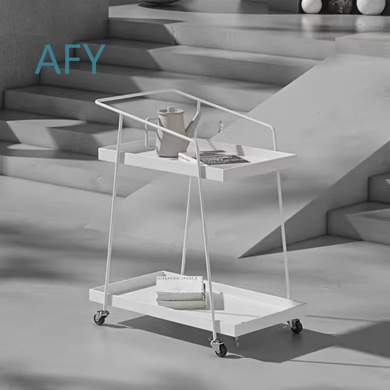 High Quality New Minimalist Iron Trolley Cart for Bedroom Kitchen Living Room Serving Food Drinks Mobile Wheel Furniture for