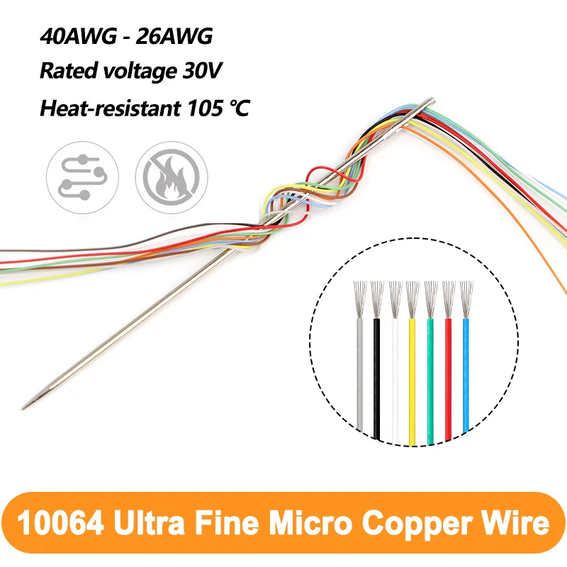 10-100m 10064 PTFE Plastic Copper Wire FEP Insulated 40/36/34/32/30/28AWG Ultra Fine Micro Litz Cable High Conductivity Solder