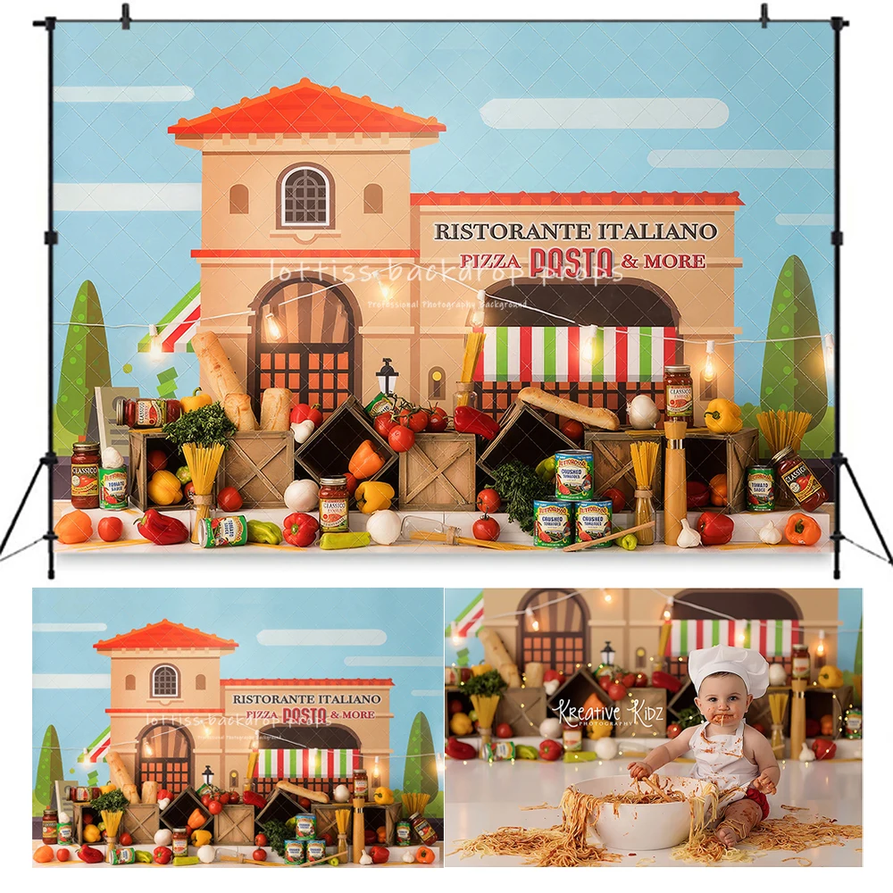 Ristorante Italiano Backdrops Kids Baby Birthday Cake Smash Photocall Props Restaurant Kitchen Backgrounds