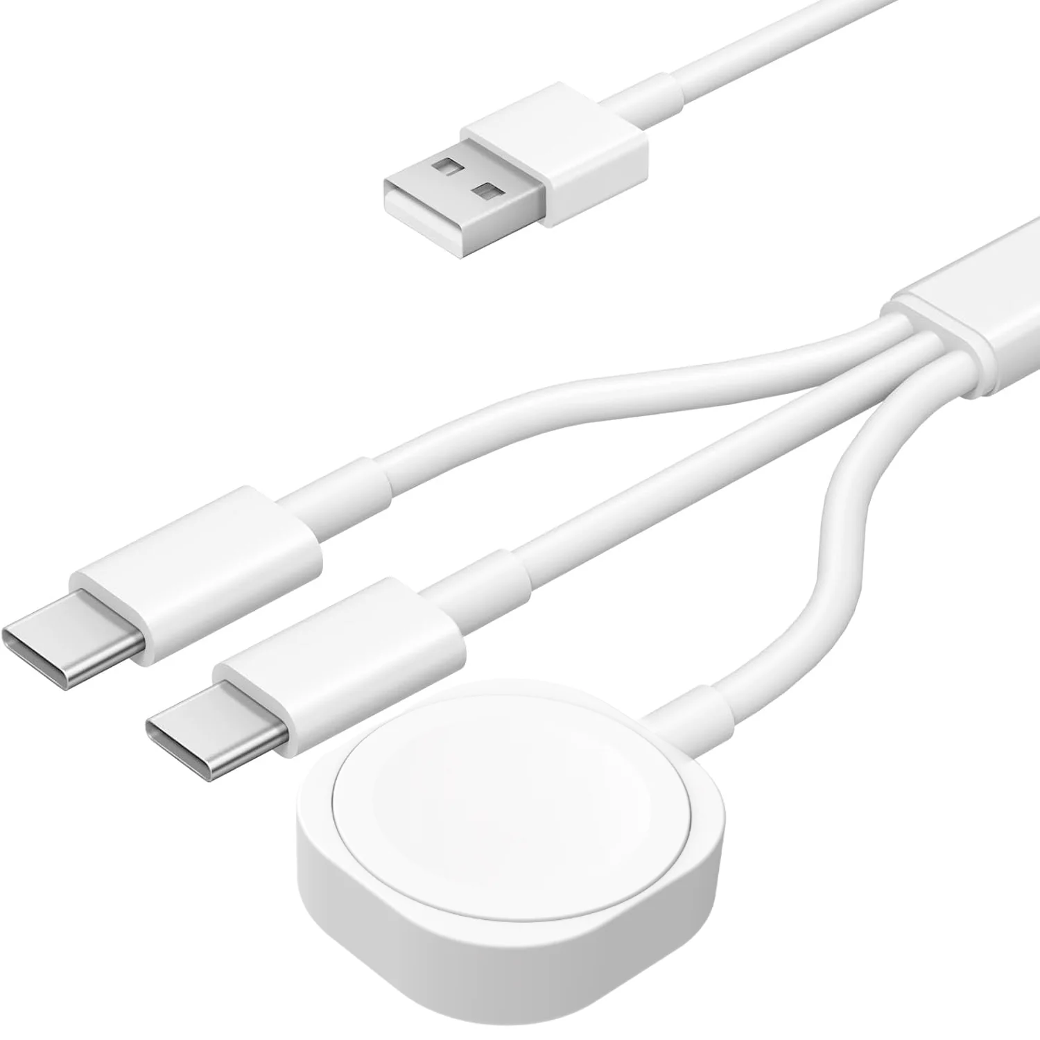 3-in-1 Magnetisches Uhren-Ladegerät und Ladekabel für iWatch 11 S10 SE Ultra & AirPods Pro 3 mit Dual Type-C Schnellladestation