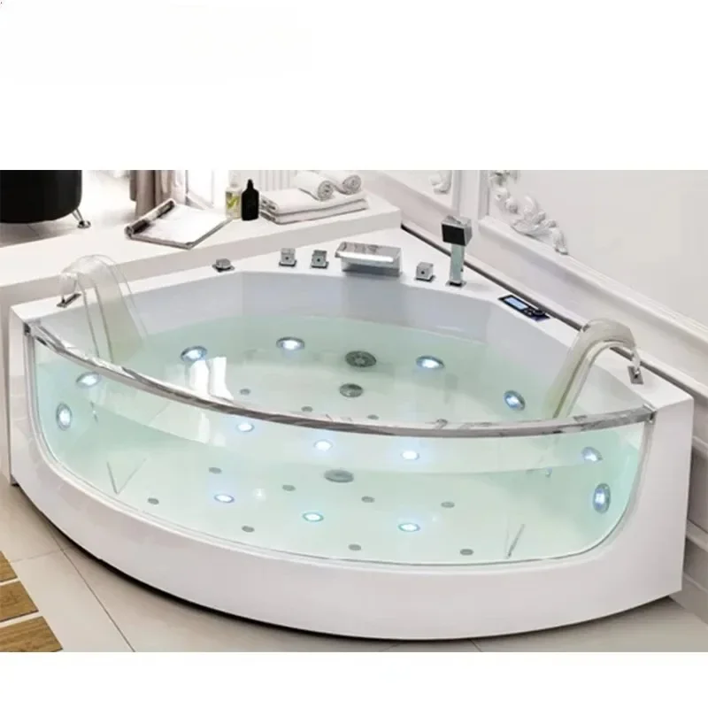 【2026】 Spa Bathroom Bathtub Massage Air & Whirlpool Corner Bath Tub With Glass Hydro Multi Functional Acrylic Whirlpool Ba
