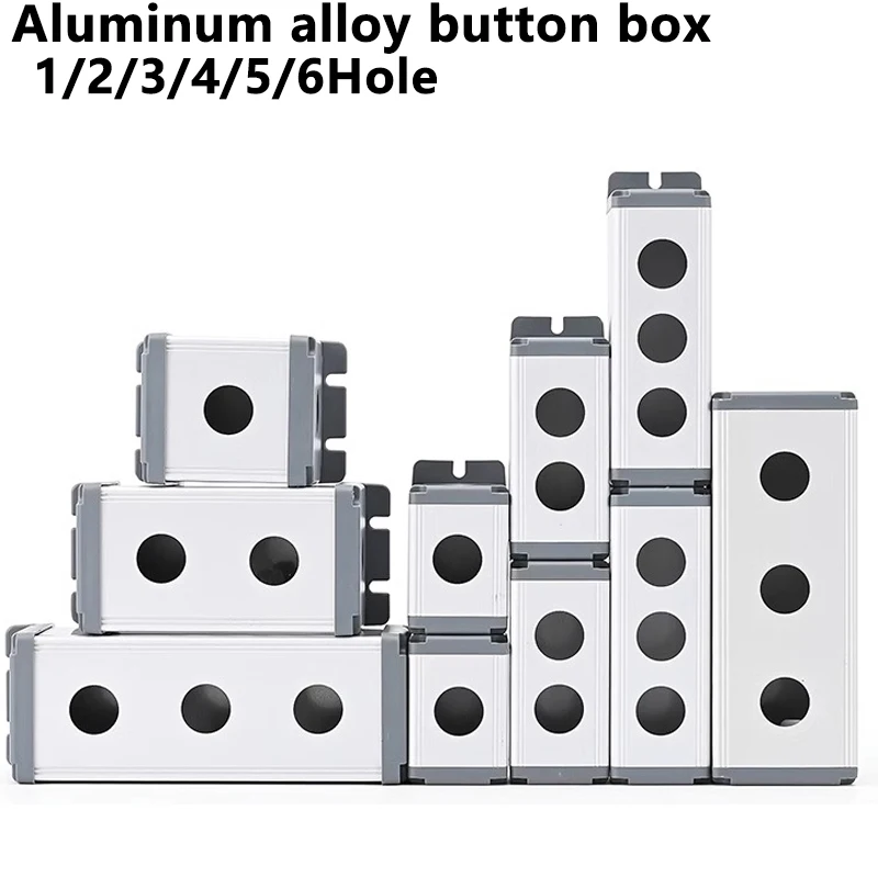 16mm 19mm 22mm Waterproof Aluminium Push Button Switch Box for Metal Buttons Industrial Control Equipment 1 2 3 4 5 6 Hole