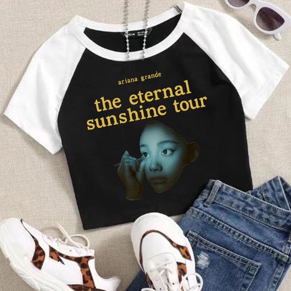 Ariana-Grande Eternal Sunshine Tour Crop Tops T-Shirt Girls Fashion Women O-Neck Short Sleeve Swiftie Gift