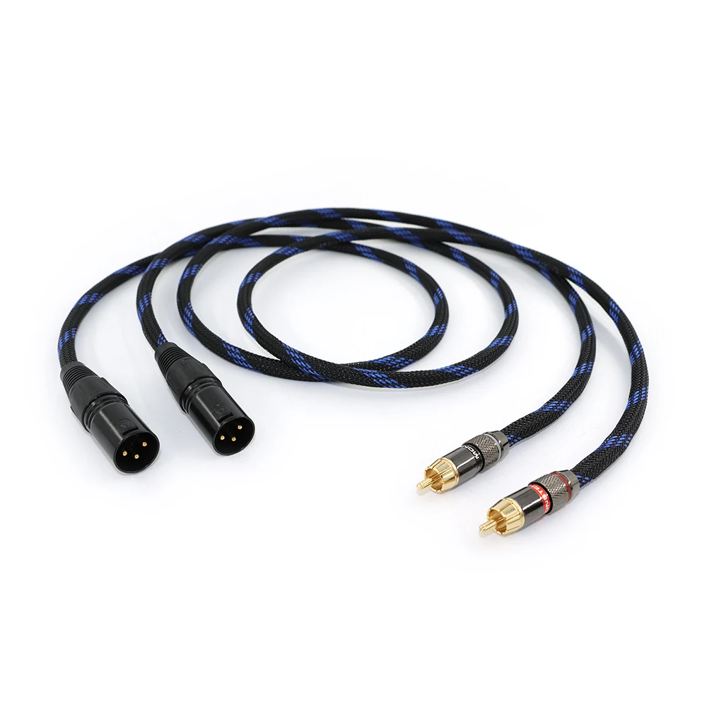 محول XLR-RCA من فئة البث - مطلي بالذهب المزدوج مع درع EMI ثلاثي (مزامنة الصوت الاحترافية) ​
