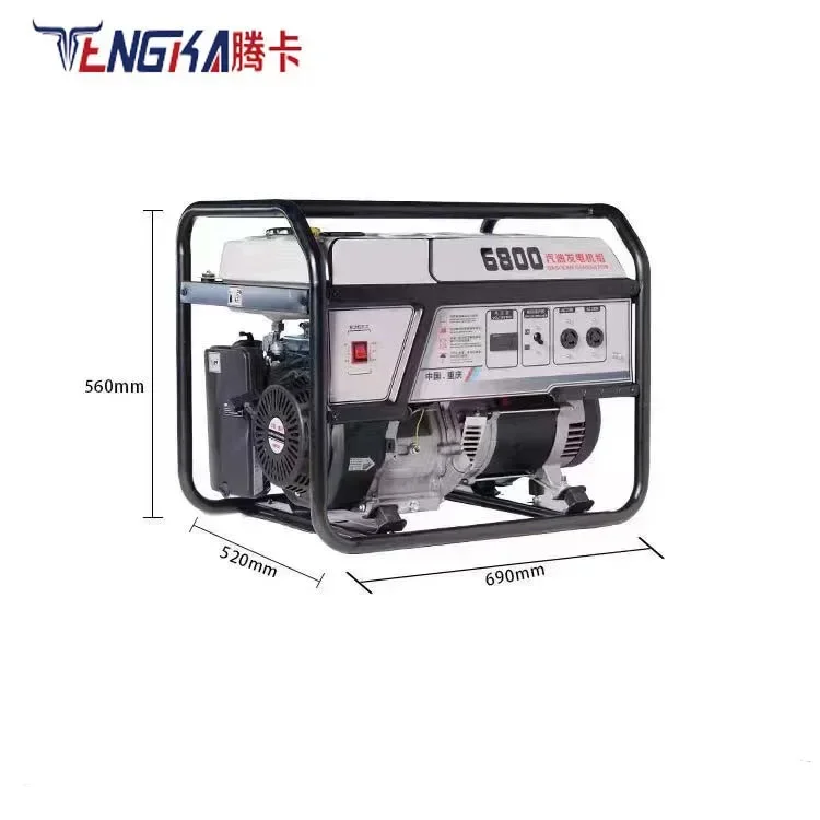 YUNYI Tengka All Copper Portable Gasoline Generator 3KW to 8KW Single Phase 12V DC/AC Output Electric Start 60Hz Frequency