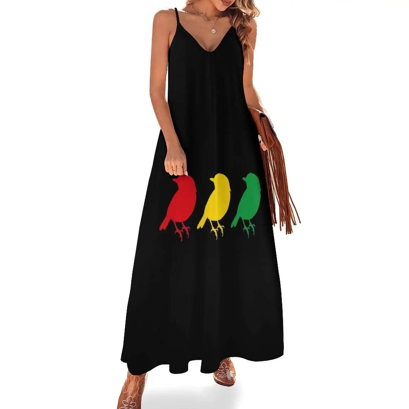 

3 little Birds - Three Birds Rasta Colors Bob Song Sleeveless Dress Womens dresses clothing women summer 2025 Dress