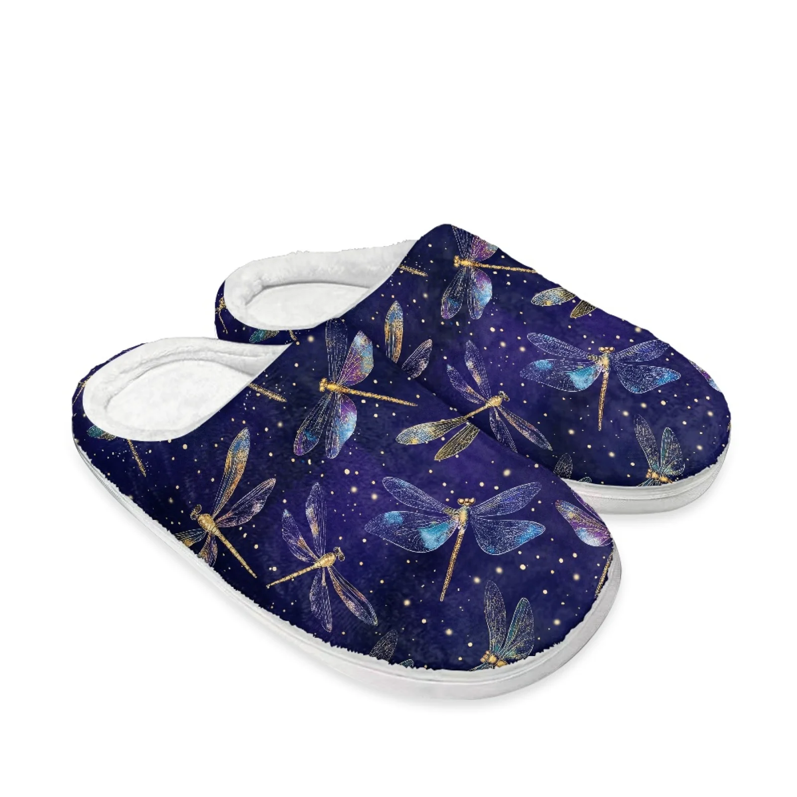PENSTROLL Dragonfly Pattern Wfh Cozy Essentials Slippers Warm House Shoes For Seniors Indoor Slipper for Bedroom