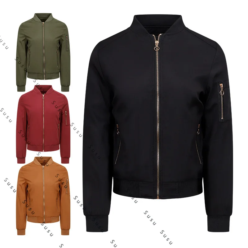 

2025 new women's coat women's American high street flight suit baseball jacket spring and autumn military uniform women's thin c