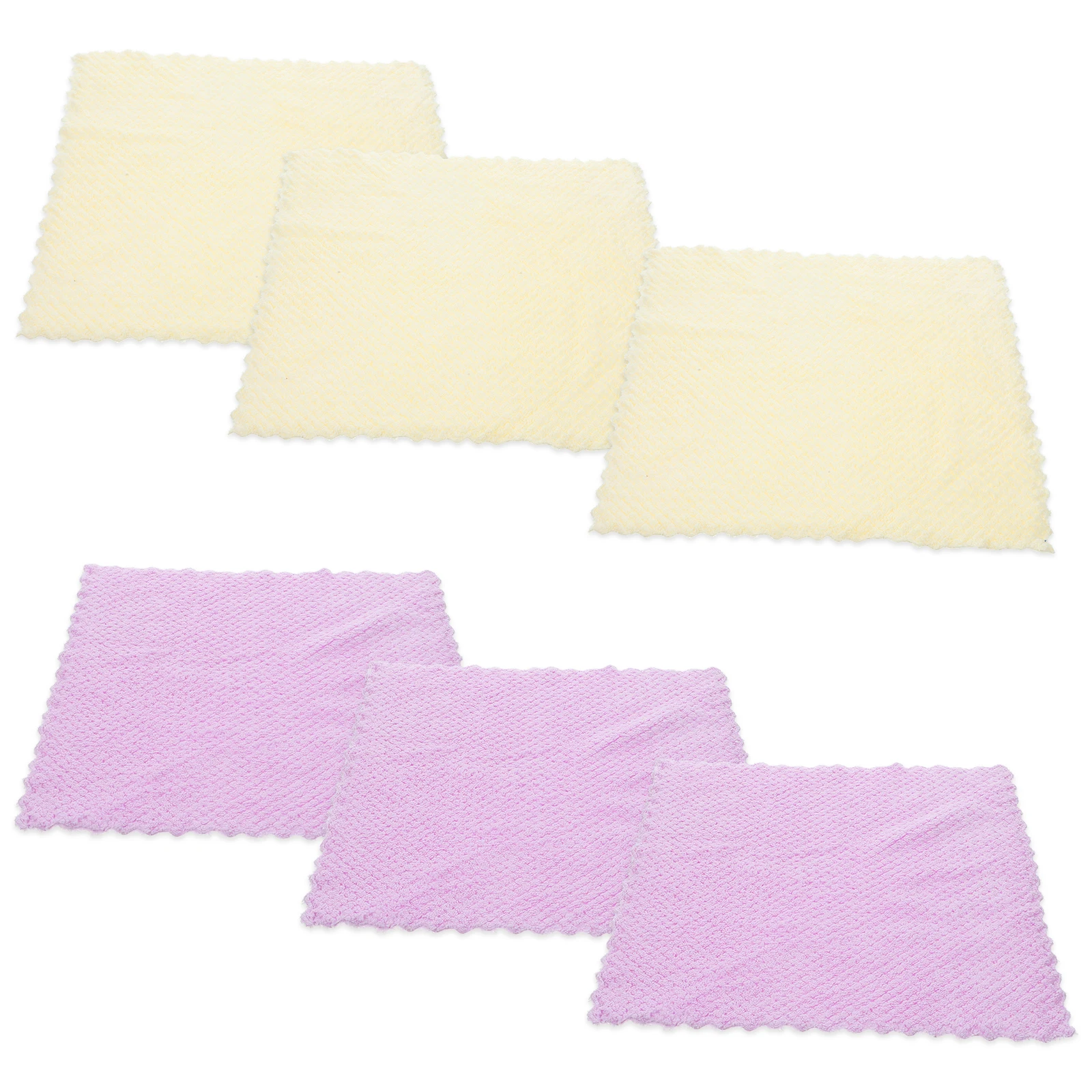 

6pcs Almond Dishcloth Oil-Free Absorbent Kitchen Cleaning Towels For Glass Cookware Furniture Strong Detergency Pink