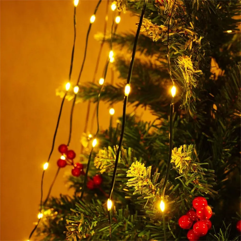 2M 400LED 8-Mode Flower Wreath Christmas Tree Leather Wire Light String, USB With Remote Control, Holiday Party Home Decoration