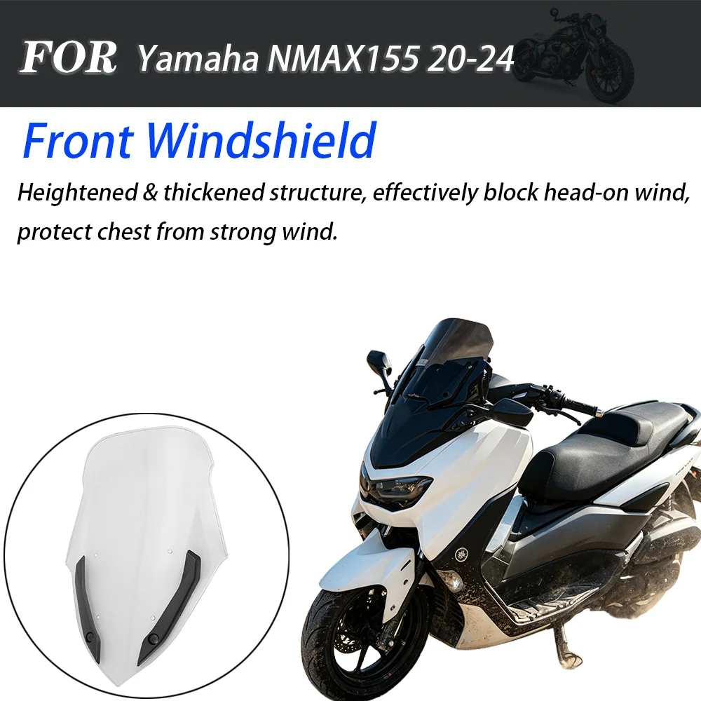 For Yamaha NMAX155 20‑24 Scooter Racing Style Front Wind Deflector Panel, Transparent Chest Protection Windscreen Mod Parts