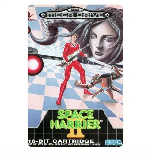 Placa de Metal Decorativa Space Harrier 2 Mega Drive Retro Video Game 20*30cm - Alumínio