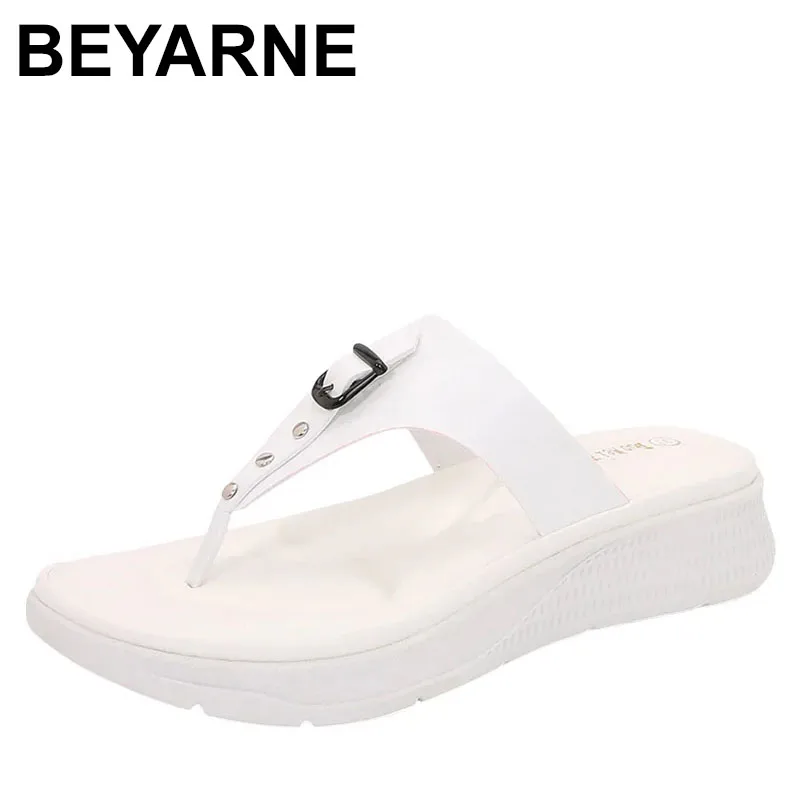 

2025 модные уличные пляжные богемные сандалии, женская обувь, удобные шлепанцы на танкетке на толстой подошве, мягкая удобная обувь на танкетке