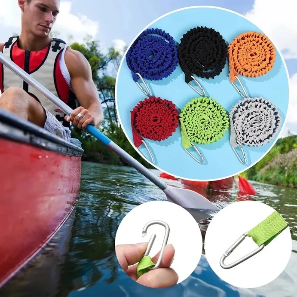 1PC Elastic Kayak Paddle Leash Adjustable With Safety Hook Fishing Rod Pole Coiled Lanyard Cord Tie Rope Rowing Boat Accessories
