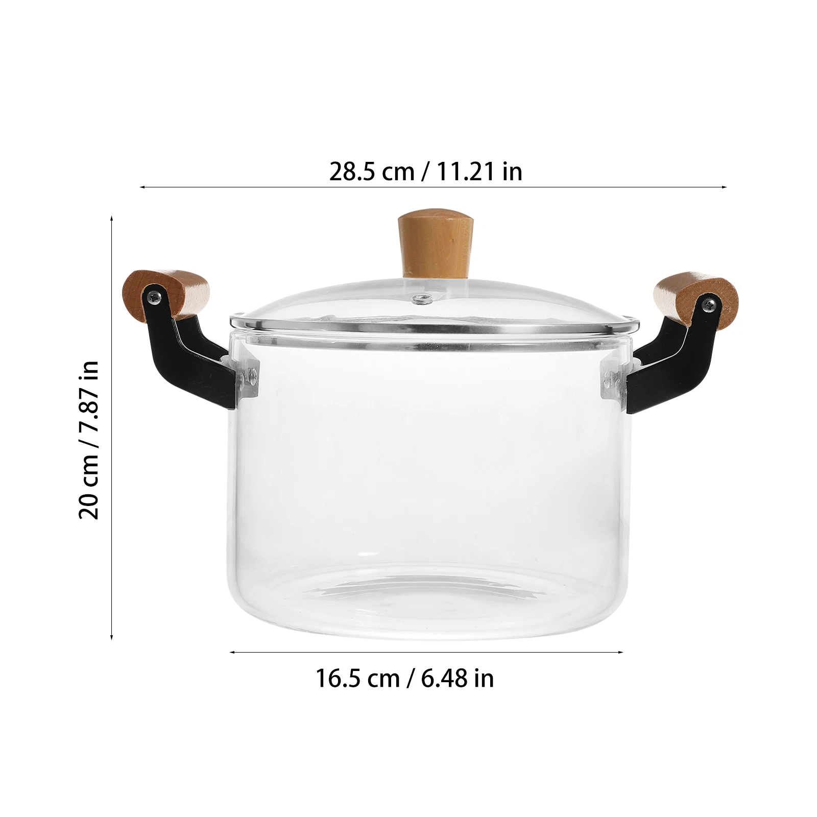 

Large Clear For Stove Top Double Handles Smooth Surface Heat Resistant Soup Pan Pasta Boiling Container Kitchenware Glassware