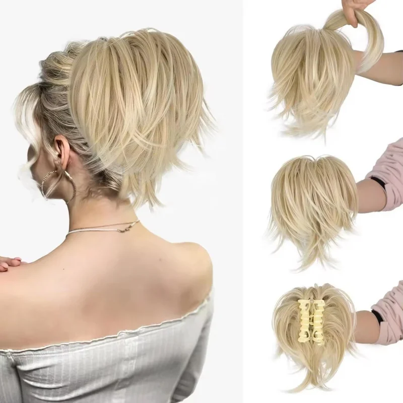 -on , waterfall fountain , high-temperature fiber, adjustable clamp, messy wig bun