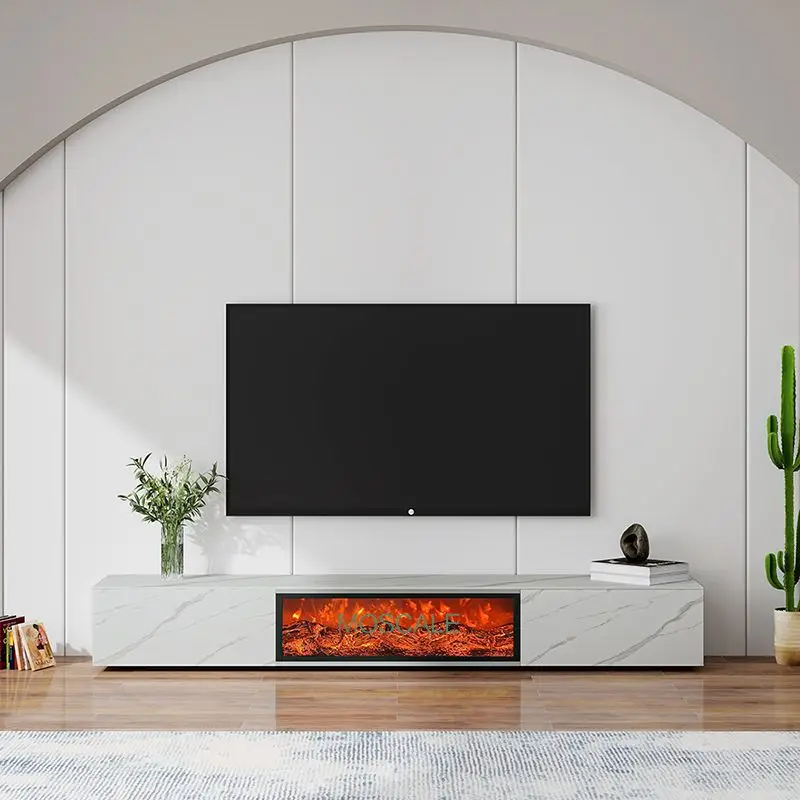 Solid wood rock slab fireplace TV cabinet Embedded simulated flame false fire Electronic fireplace fireplace light decorative fl