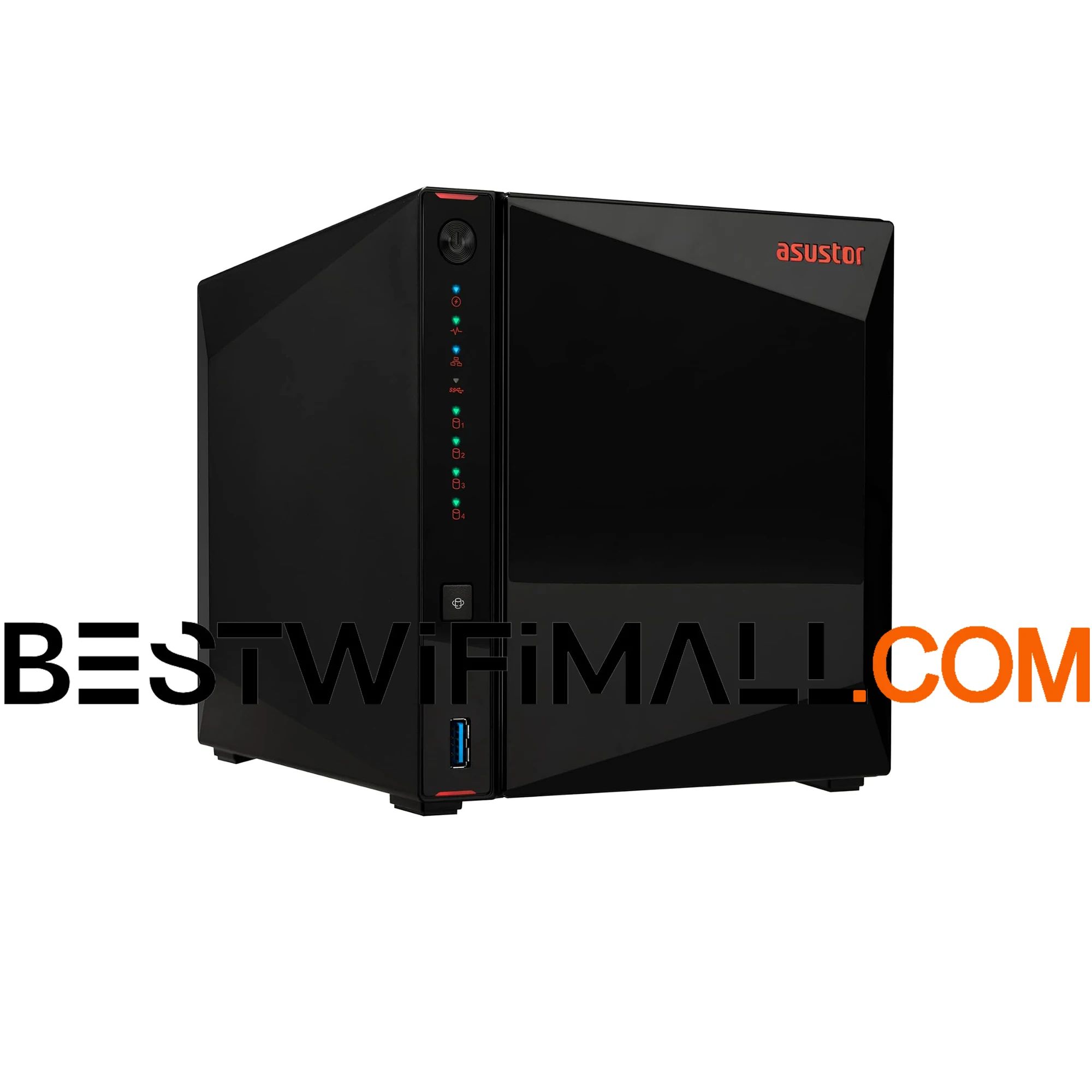 

ASUSTOR AS5402T NAS Intel Quad-Core 2GHz CPU 2 Bay 4xM.2 NVMe SSD Slots 2x2.5GbE Ports 4GB RAM For Gaming & Live Stream Diskless