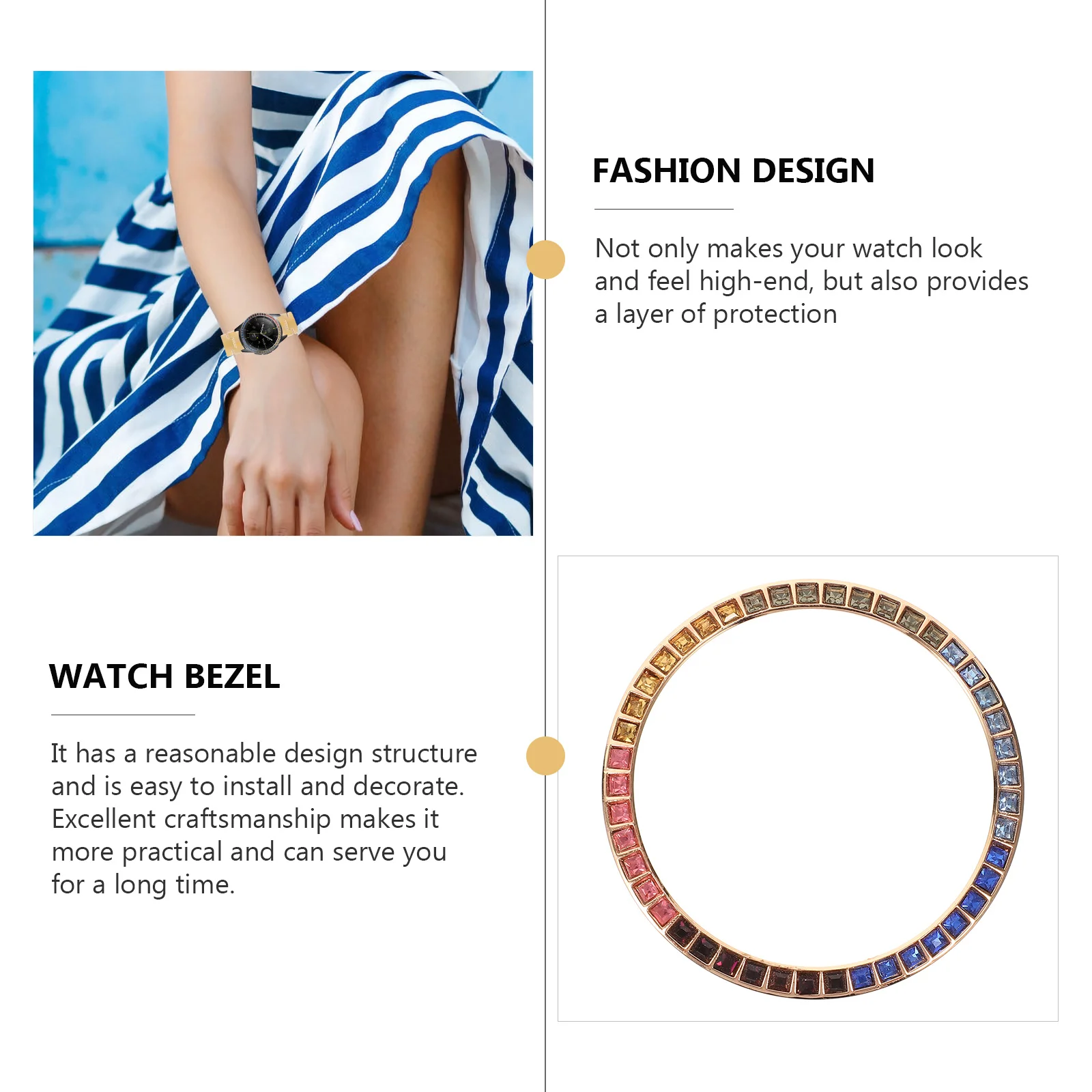 

Watch 4 Classic Bezel Ring Diamond-in Metal Protection Water Rim Protector Smart Watches
