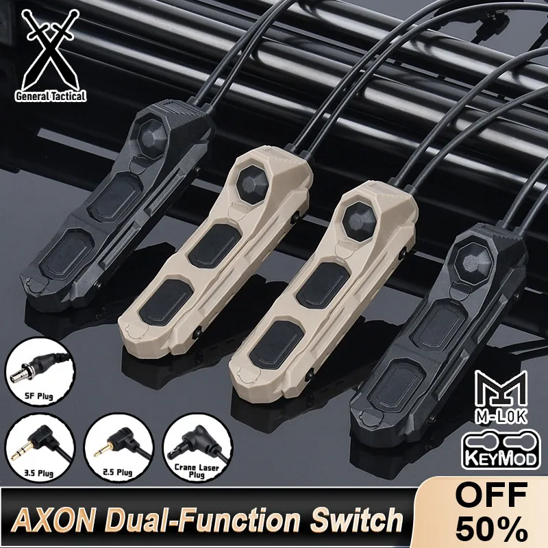 AXON Dual Function Remote Wire Control Pressure Switch For SF Flashlight 2.5 3.5 Crane Plug MLOK KEYMOD Tactical Hunting Laser