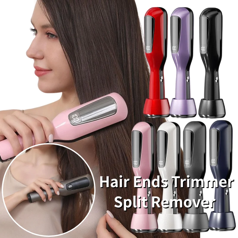 USB Charging Wireless Hair Ends Trimmer Split Remover LCD Digital Display Negative Ions Smooth Hair Straightener Hair Care