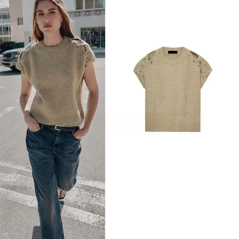 

Briti Sle Women's Knitted ort Sve round Ne Pullover Polyester Fiber Loose Fit Spring New Arrival 57550